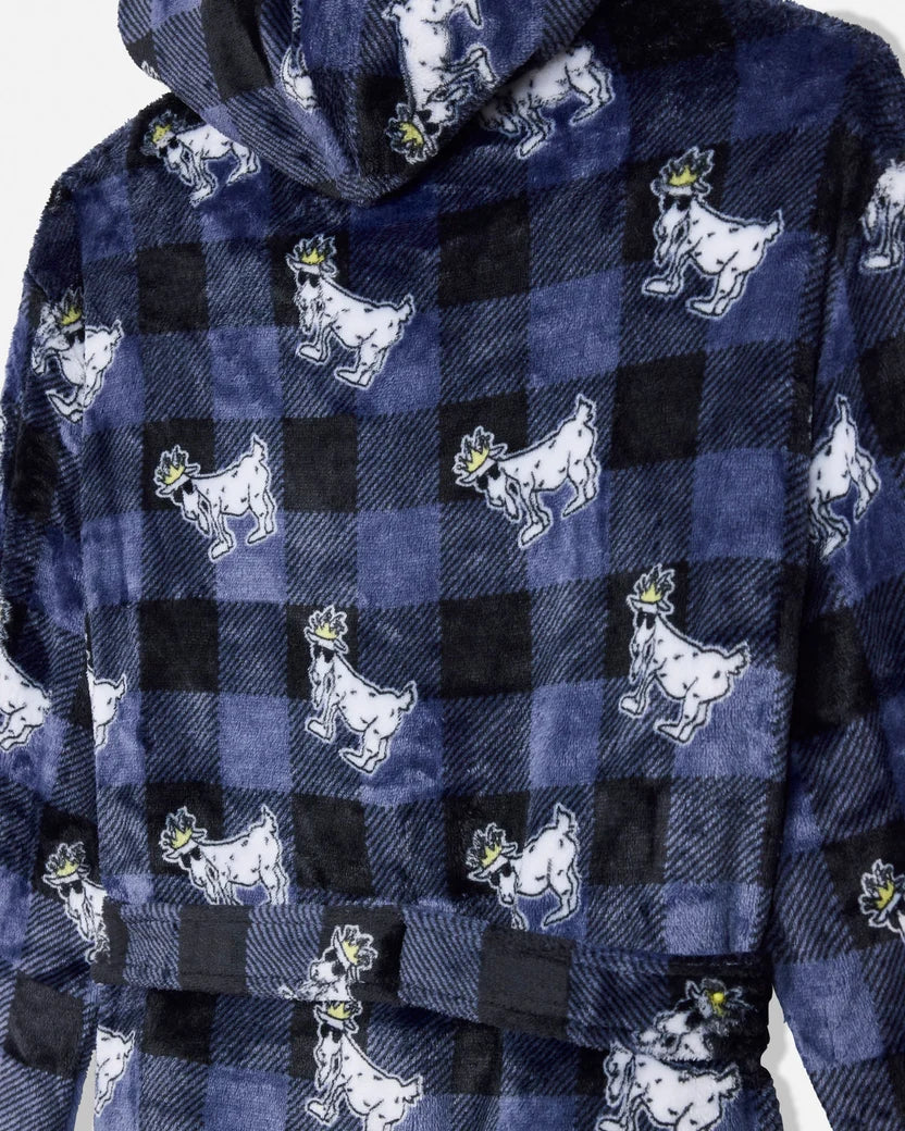 GOAT USA Buffalo Check Bath Robe- Navy