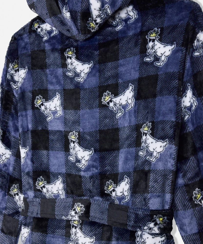 GOAT USA Buffalo Check Bath Robe- Navy