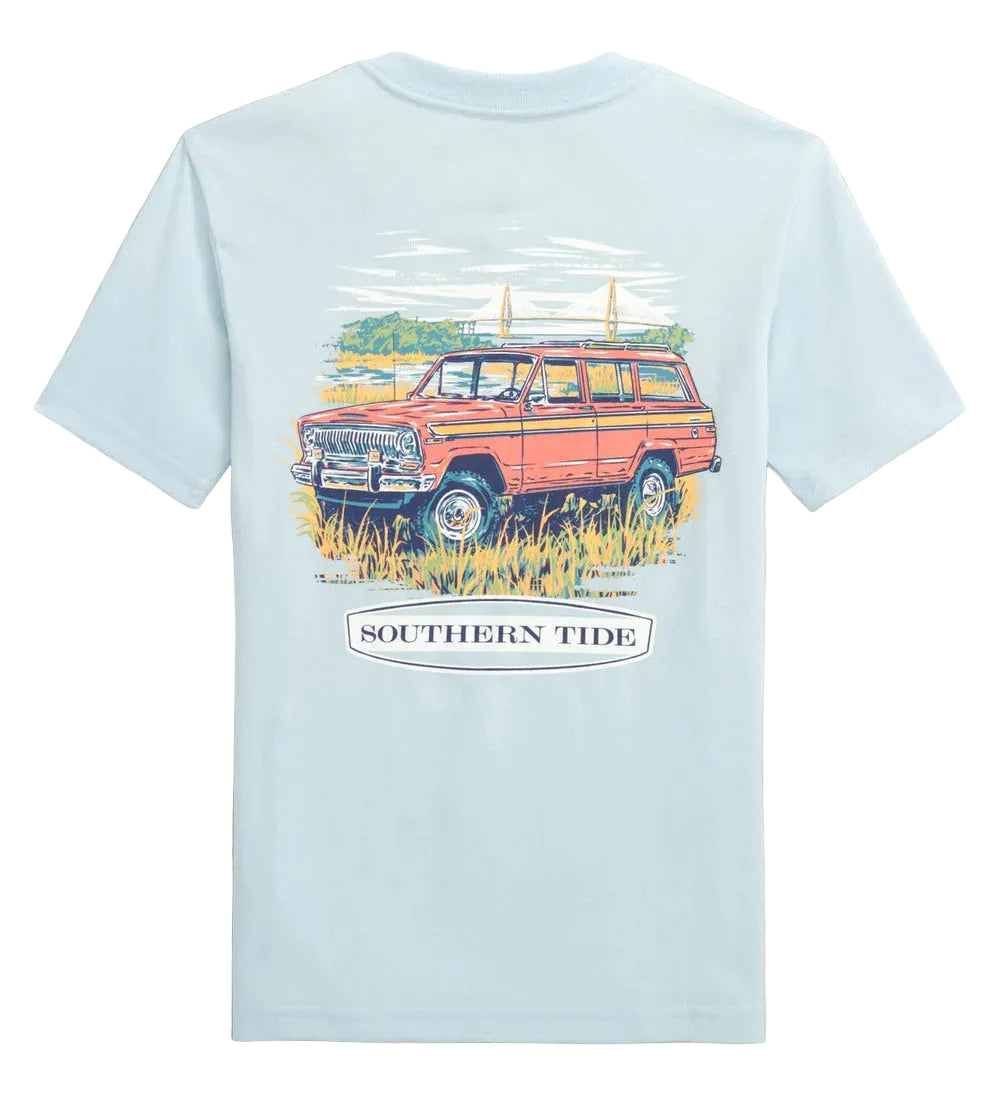 Southern Tide Marsh Wagon Tee- Clear Day Blue
