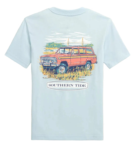 Southern Tide Marsh Wagon Tee- Clear Day Blue