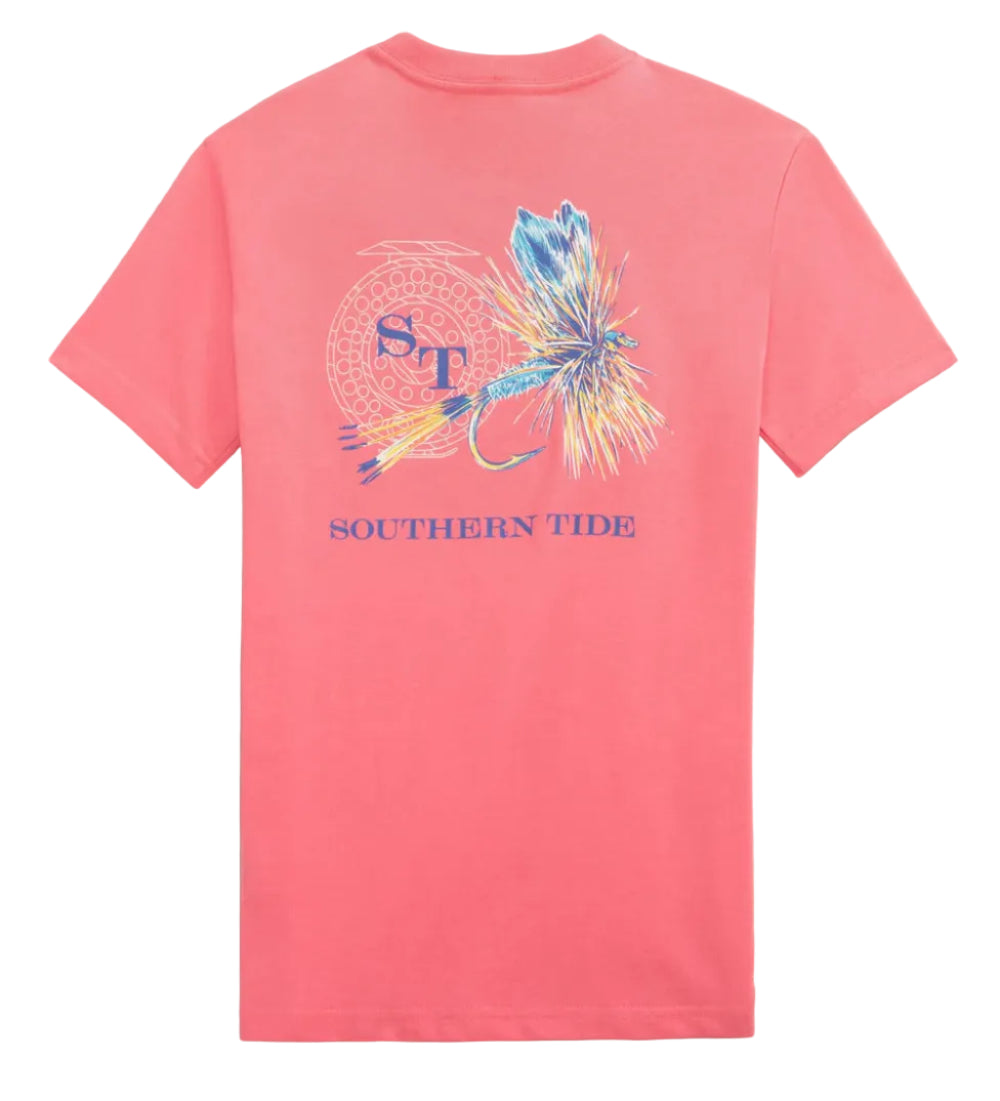 Southern Tide Reel Fly Adams Short Sleeve Tee- Island Pink