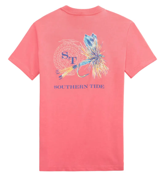Southern Tide Reel Fly Adams Short Sleeve Tee- Island Pink