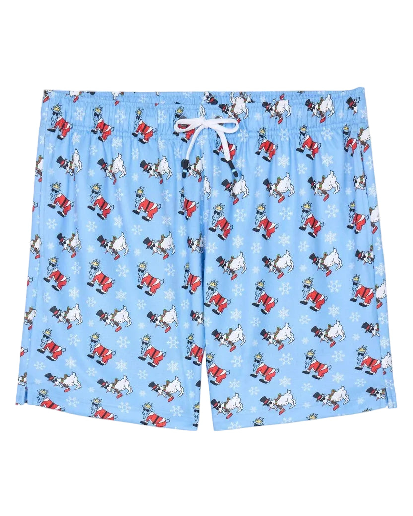 GOAT USA Santa and Snowman AOP Mesh Shorts- Carolina Blue