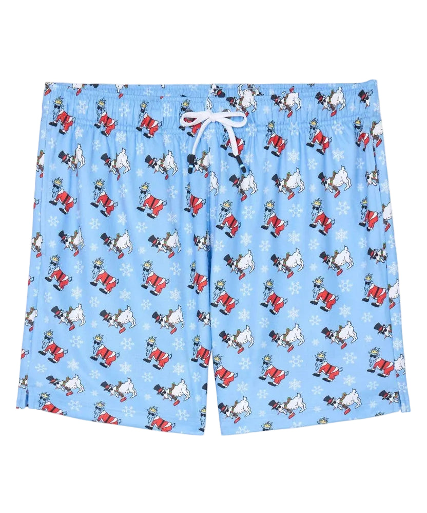 GOAT USA Santa and Snowman AOP Mesh Shorts- Carolina Blue