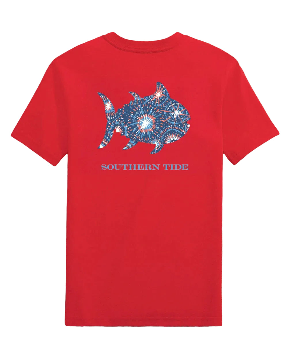 Southern Tide Kids Skipjack Fill Fireworks Short Sleeve T-Shirt- Channel Marker Red