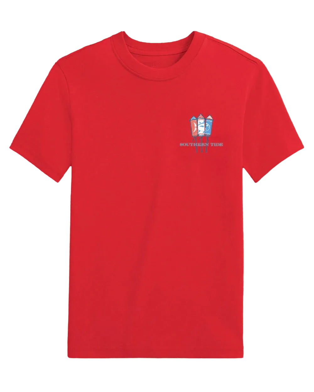 Kids Skipjack Fill Fireworks Short Sleeve T-Shirt- Channel Marker Red