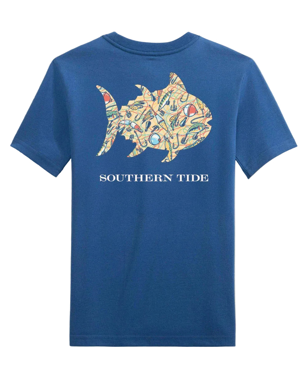 Southern Tide Kids Skipjack Fill Tackle Tangle Short Sleeve T-Shirt- Nautical Blue