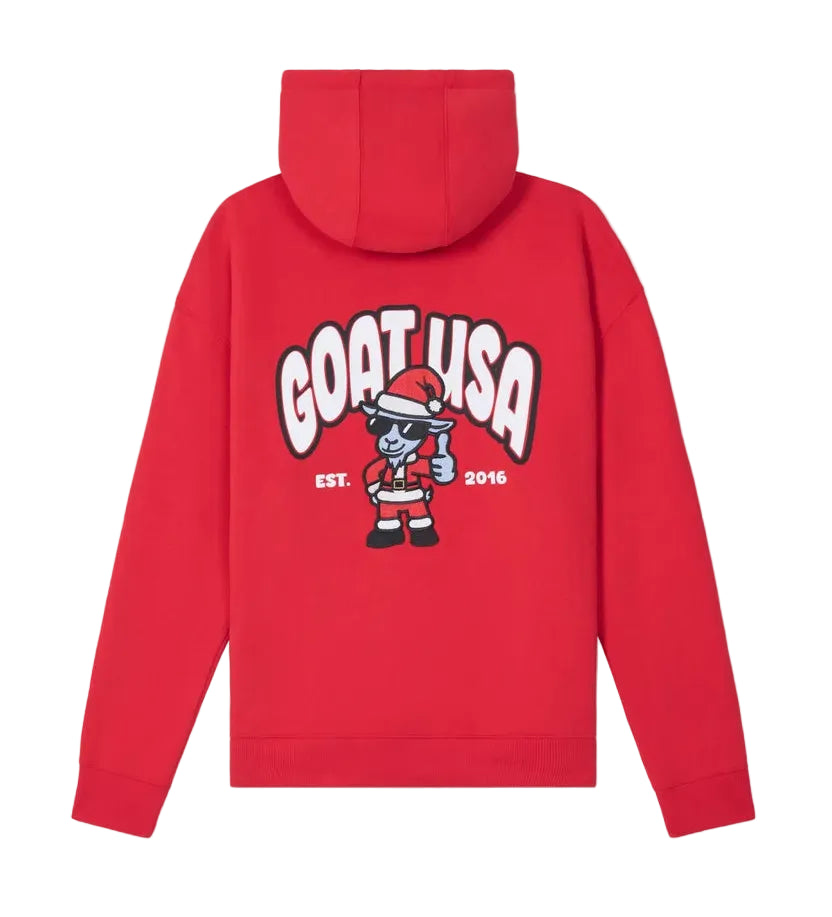 GOAT USA Thumbs Up Santa Hooded Sweatshirt- Enduring Red
