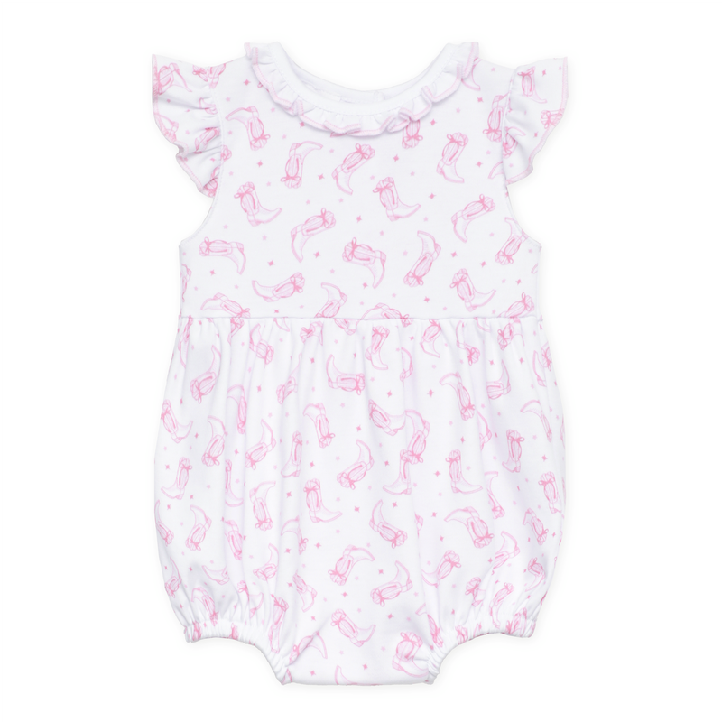 Magnolia Baby Darling Cowboy Boots Printed Bubble- Pink