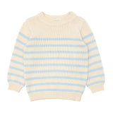 Cream and Blue Stripe Knit Sweater