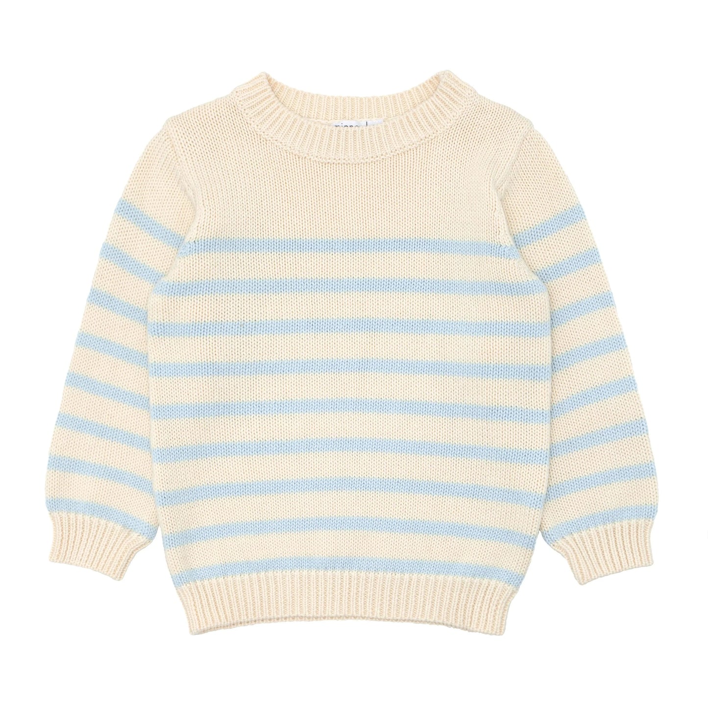 Cream and Blue Stripe Knit Sweater