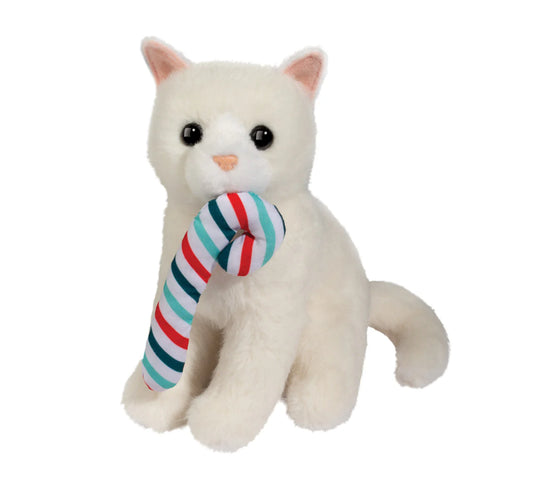 Mini Sitting Holiday Plush- White Cat