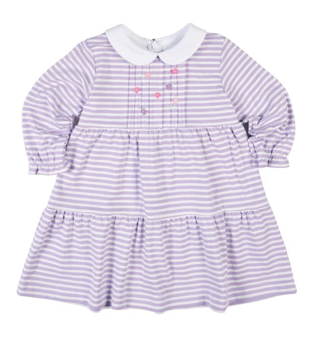 Florence Eiseman Stripe Knit Dress With Embroidered Flowers