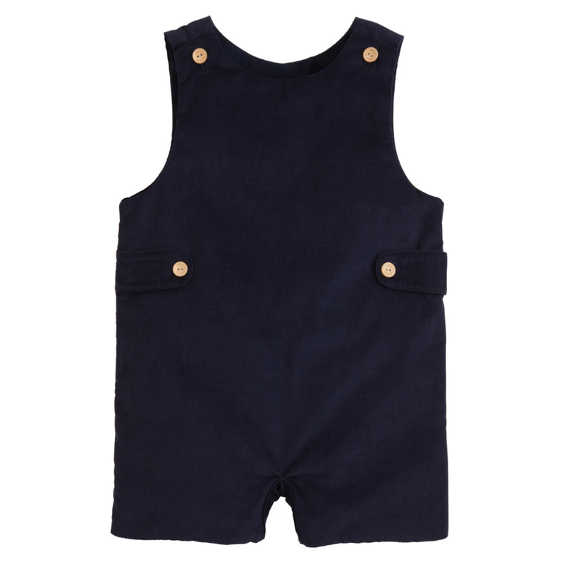 Little English Button Tab Jon Jon- Navy Corduroy