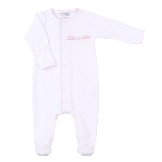 Magnolia Baby Little Sister Embroidered Footie