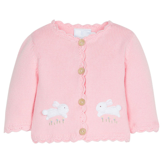 Little English Crochet Sweater - Pink Bunny