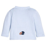 Little English Football Helmet Crochet Cardigan