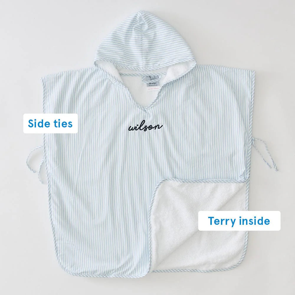 Percale Kids Poncho-Blue Stripe