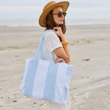 Striped Beach Bag- Cabana Blue