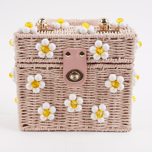 Jenna Lee Daisy Bag- Light Pink With White Daisies