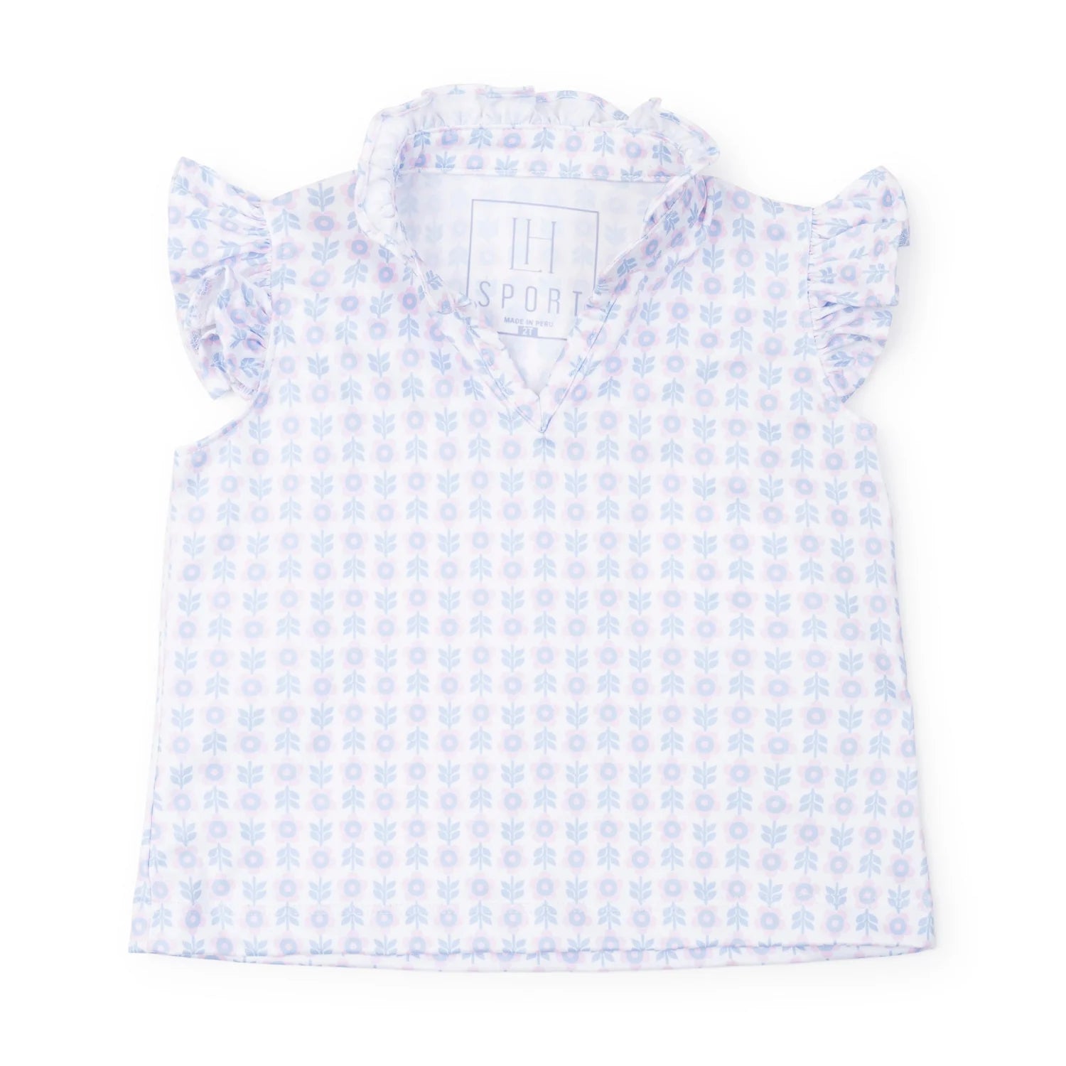 Lila and Hayes Ellie Girls' Sleeveless Performance Top by LH Sport - Flower Power Pink