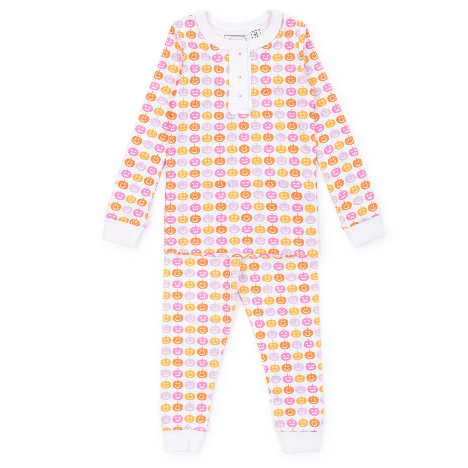 Lila and Hayes Alden Girls' Pima Cotton Pajama Pant Set - Preppy Pumpkins Bright