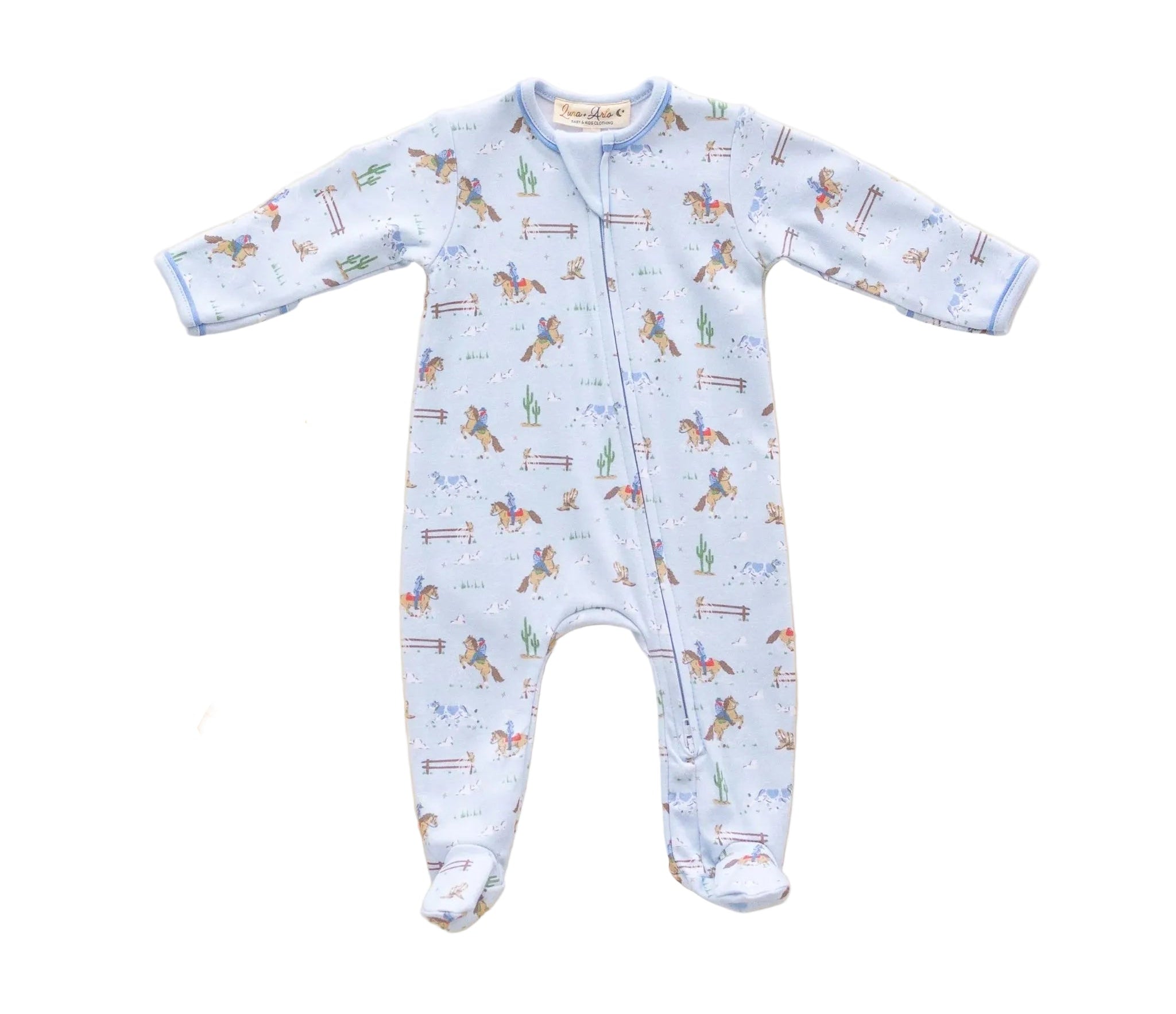 Luna and Arlo Little Wranglers Zip Footie