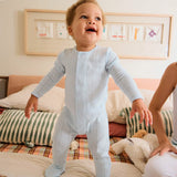 Magnetic Footie- Blue Love Lines Pointelle