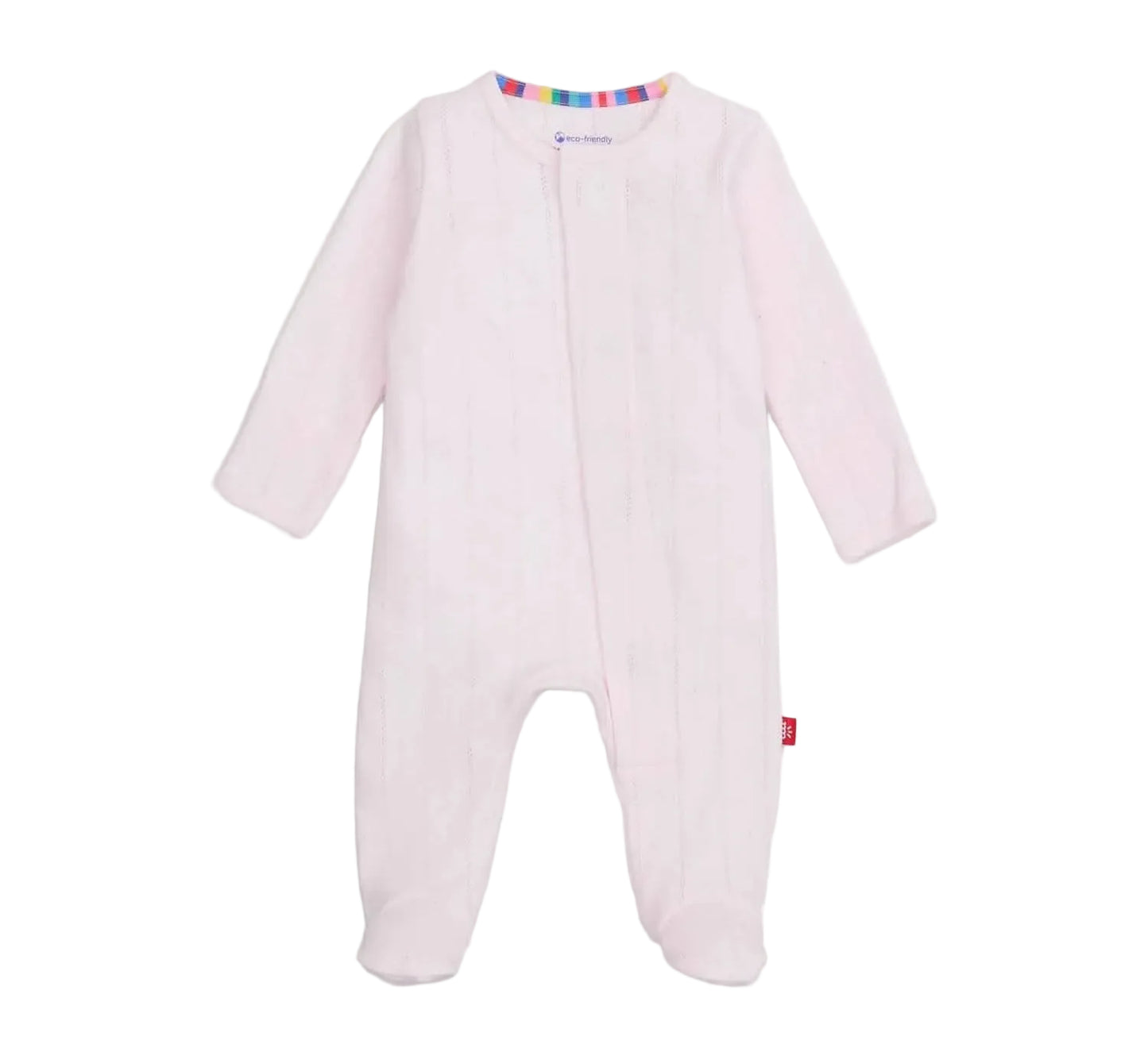 Magnetic Footie- Pink Love Lines Pointelle