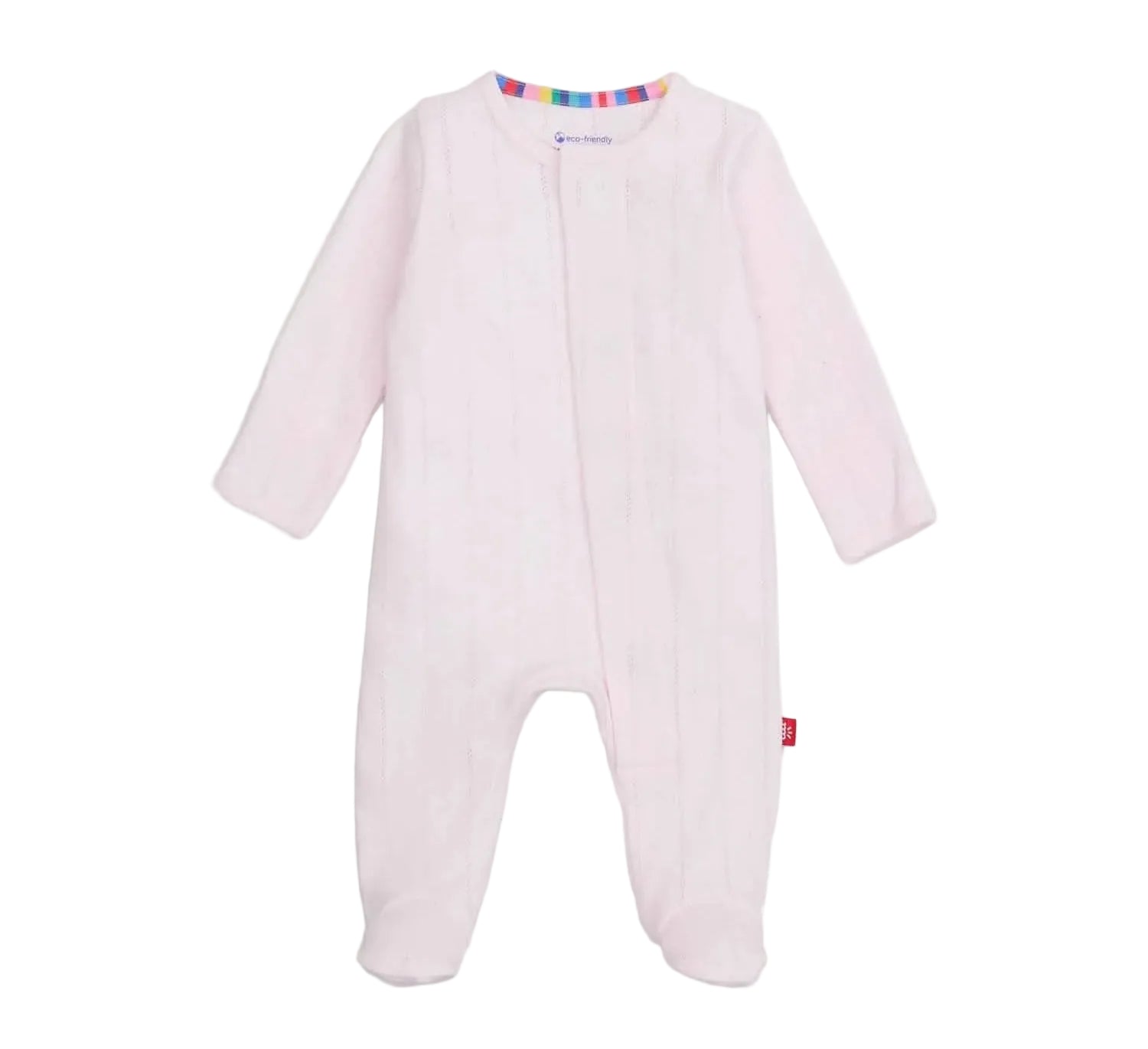 Magnetic Footie- Pink Love Lines Pointelle