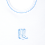 Magnolia Baby Darling Cowboy Boots Bib- Light Blue