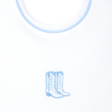 Magnolia Baby Darling Cowboy Boots Bib- Light Blue