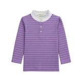 Purple Floral Stripe Lace Long Sleeve Tee
