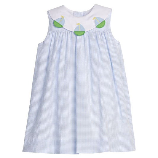 Little English Bib Dress- Sailboats