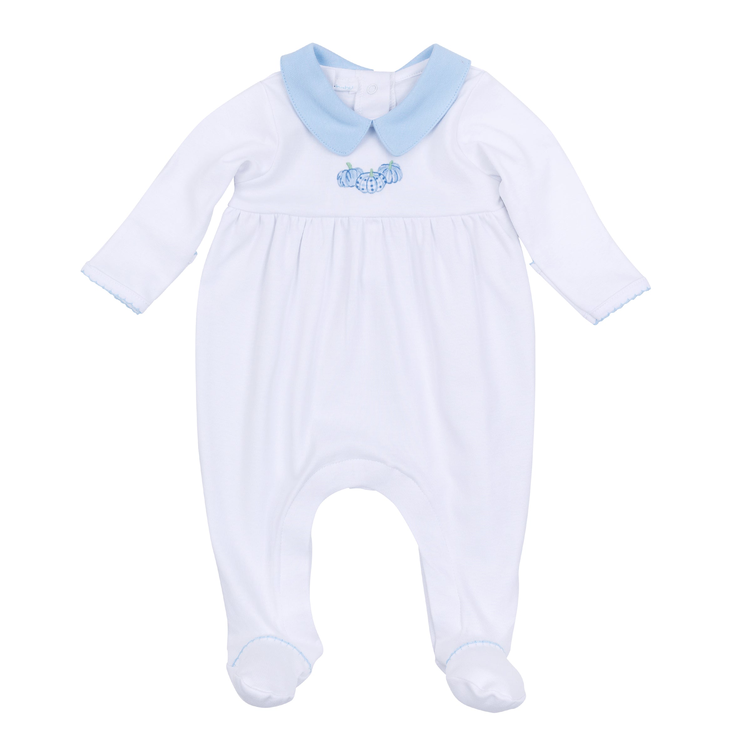 Magnolia Baby Precious Pumpkins Collared Boy Footie- Light Blue