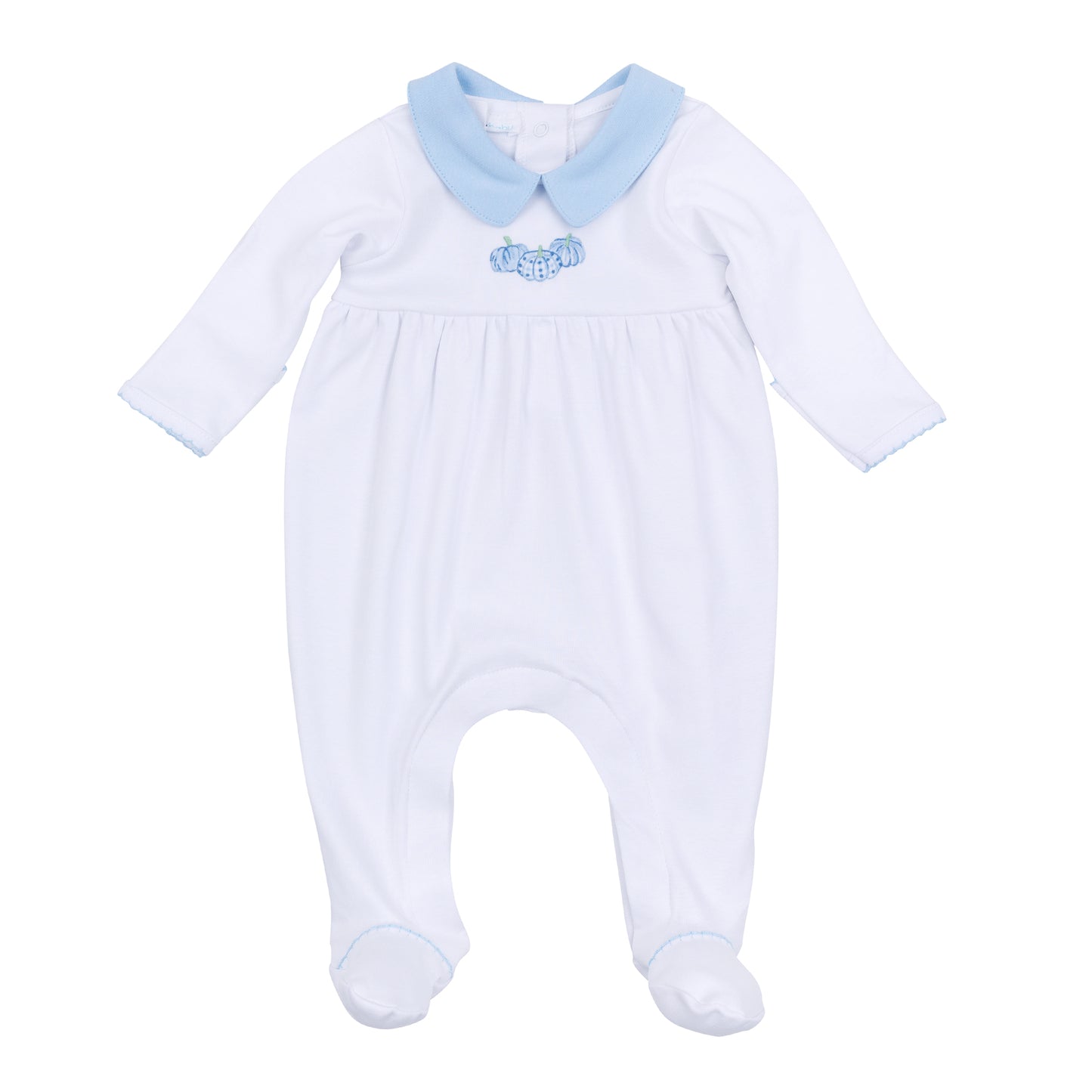 Magnolia Baby Precious Pumpkins Collared Boy Footie- Light Blue