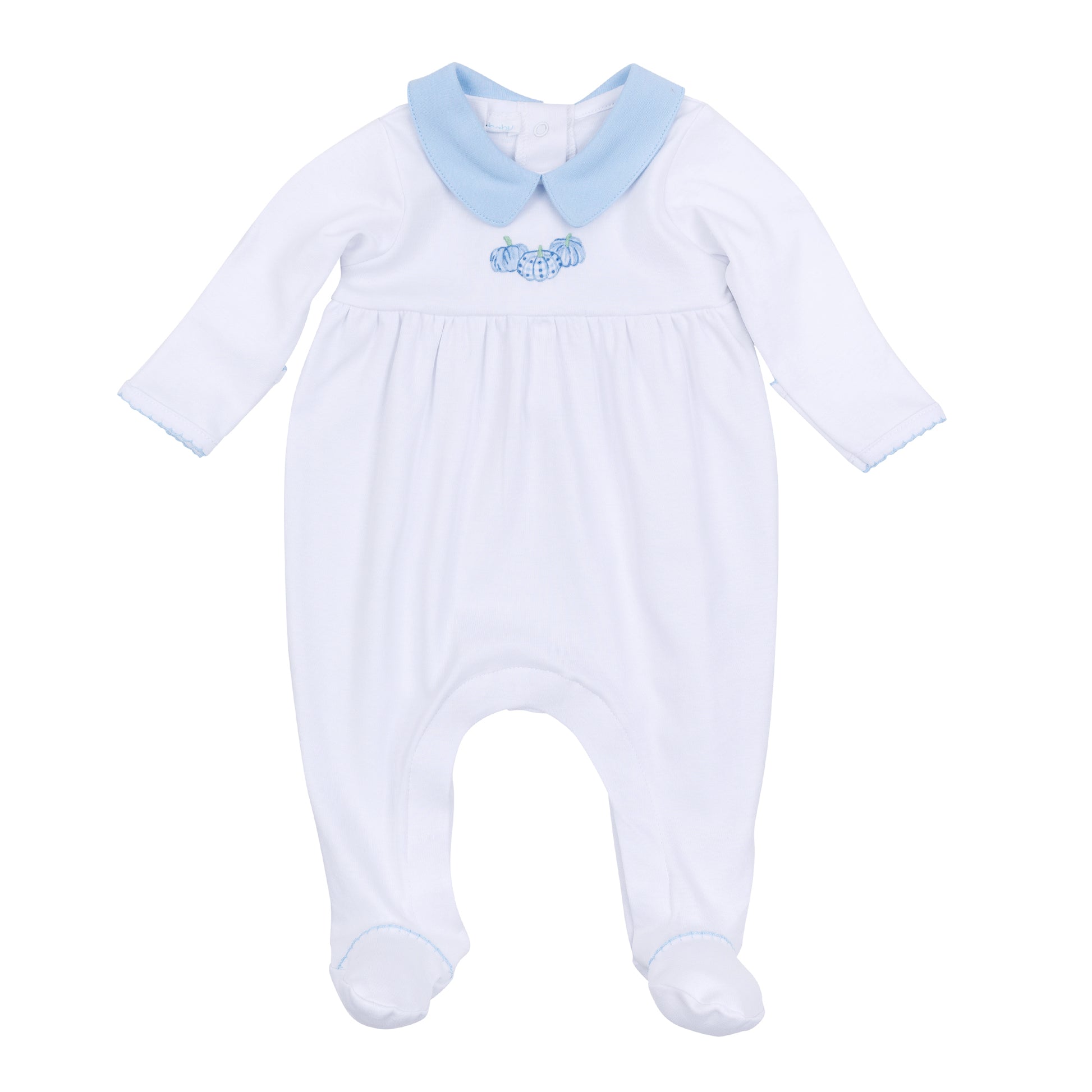 Magnolia Baby Precious Pumpkins Collared Boy Footie- Light Blue