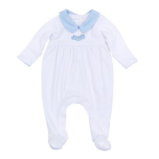 Magnolia Baby Precious Pumpkins Collared Boy Footie- Light Blue