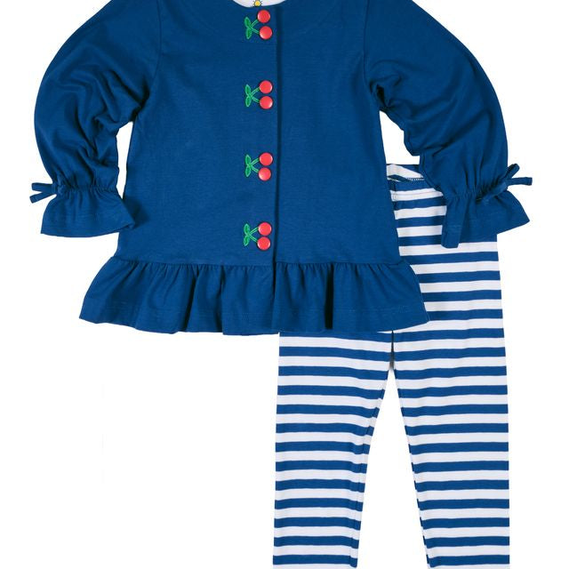 Florence Eiseman Knit Tunic And Legging Set With Cherries