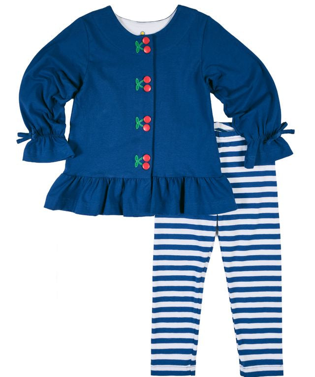 Florence Eiseman Knit Tunic And Legging Set With Cherries