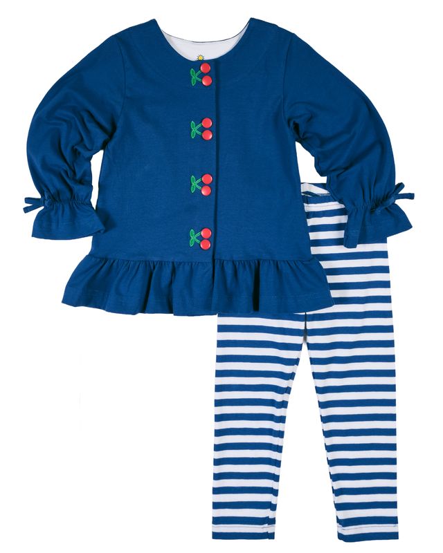 Florence Eiseman Knit Tunic And Legging Set With Cherries