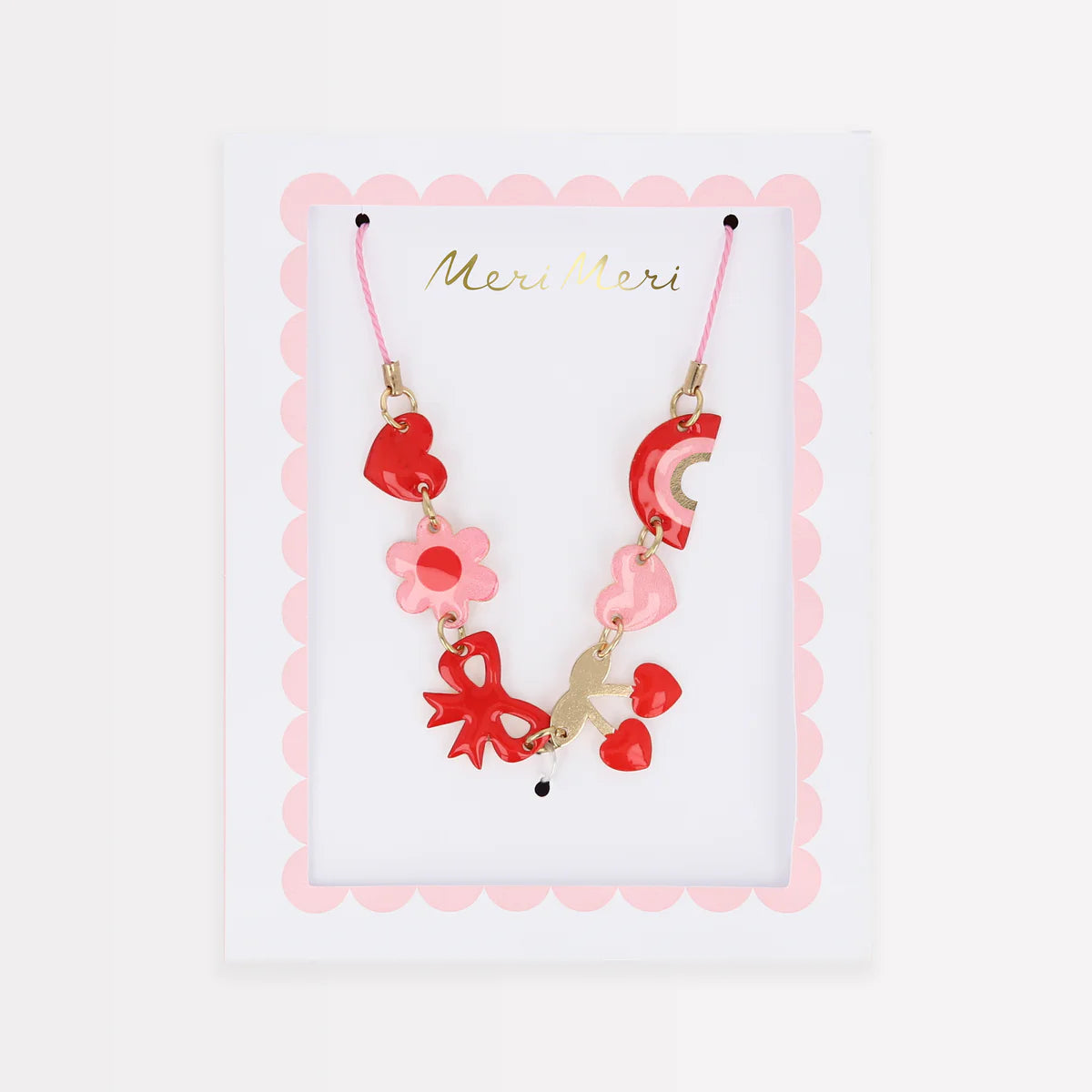 Meri Meri Hearts and Cherries Enamel Charm Necklace