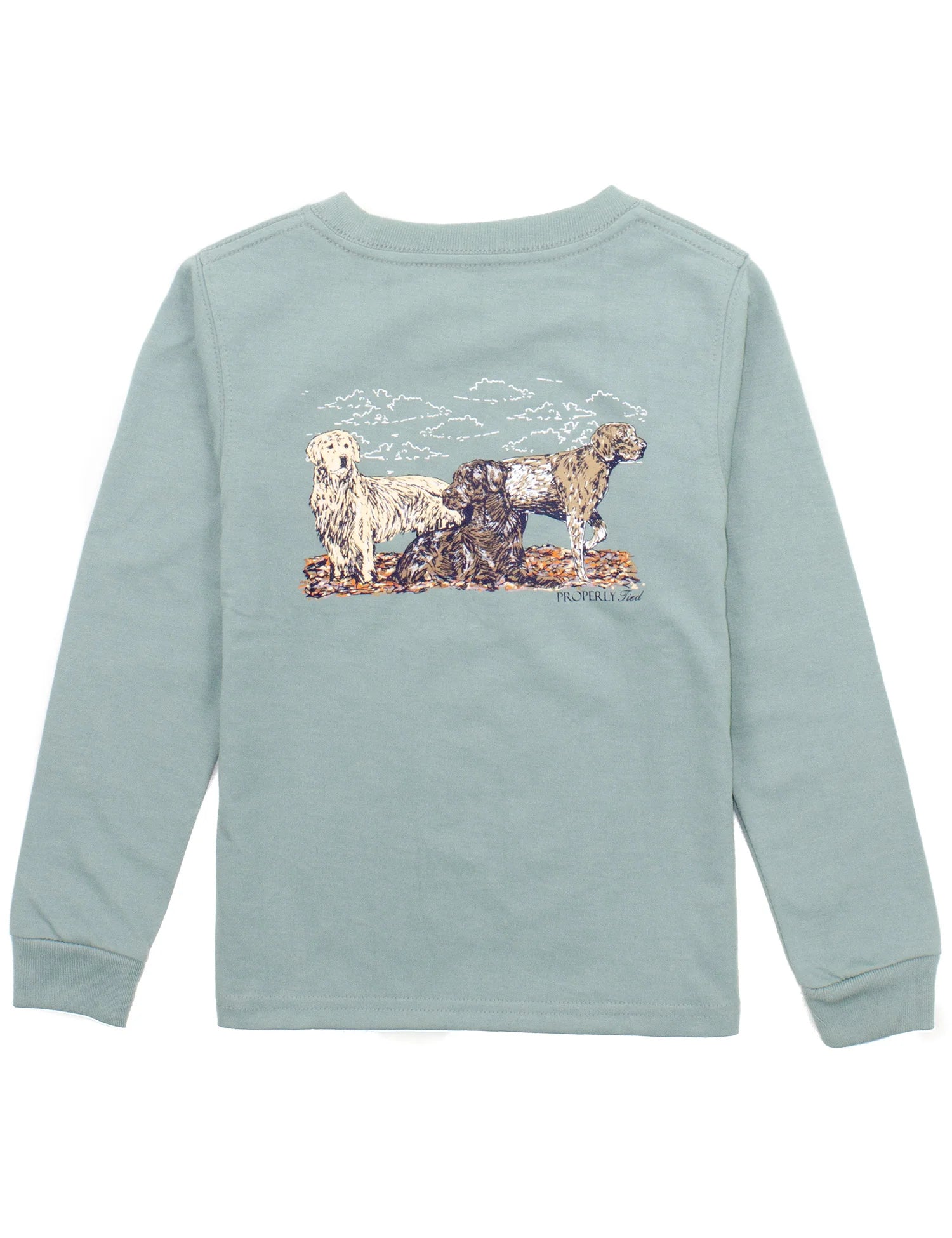 Properly Tied Hunting Dogs Long Sleeve Tee - Fog