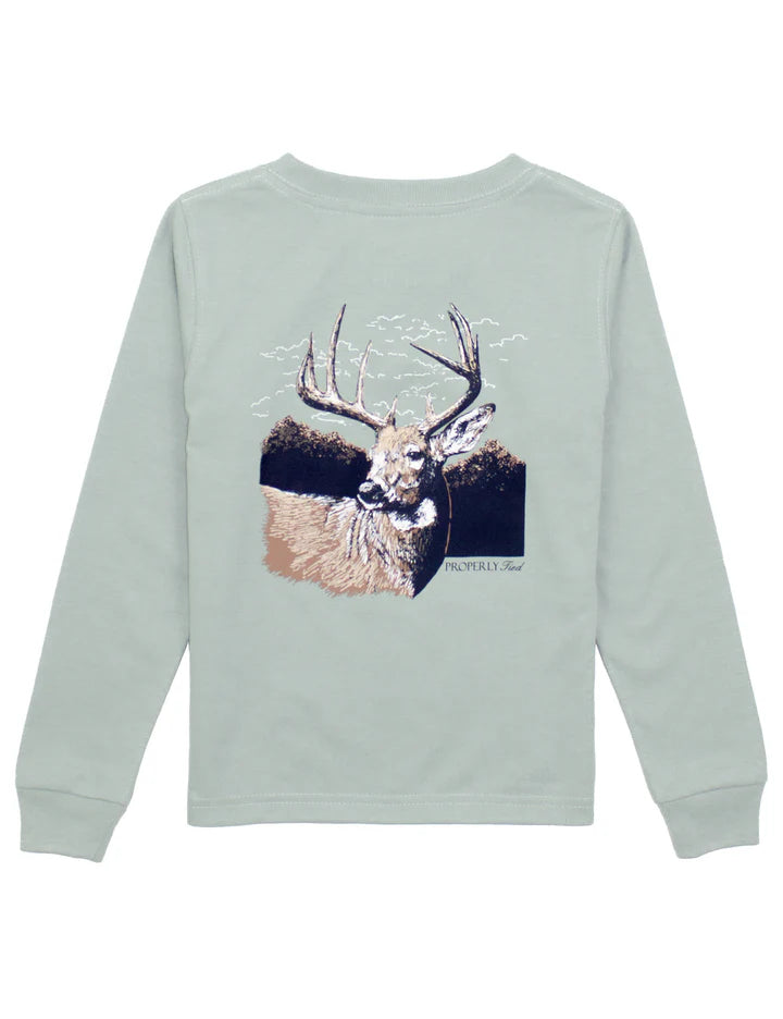 Properly Tied Buck Long Sleeve Tee - Sage
