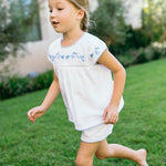 Minnow White Embroidered Cap Sleeve Top and Short Set
