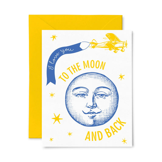 Letterpress I Love You to the Moon and Back Greeting Card 