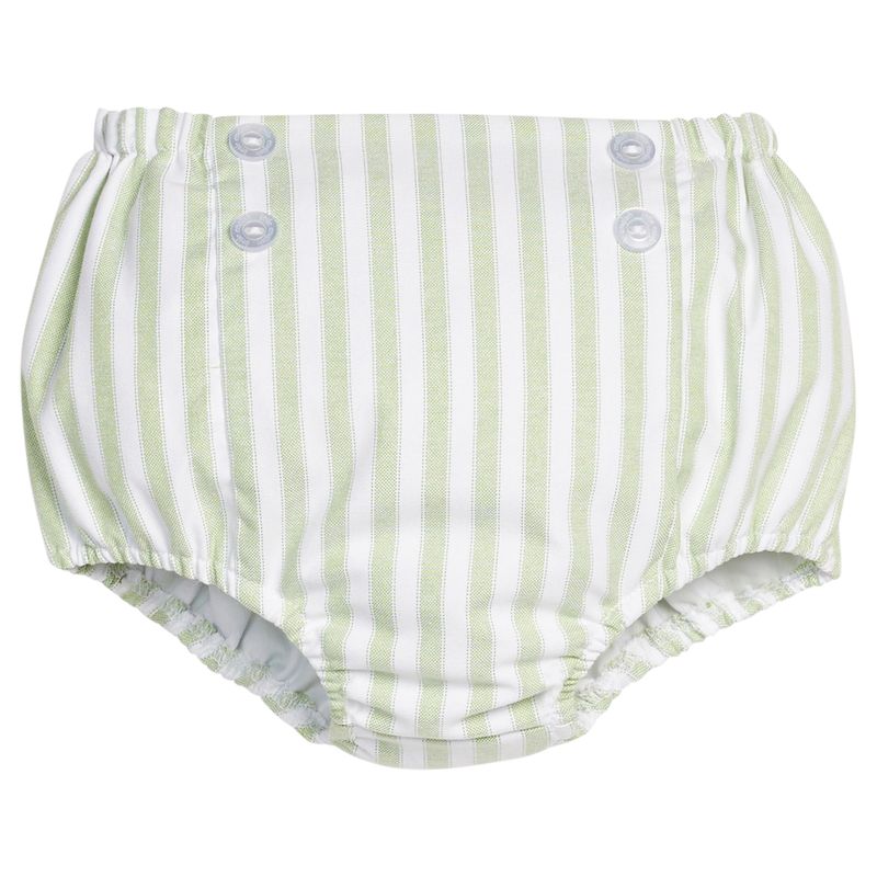 Little English Button Front Diaper Cover - Meriwether Stripe