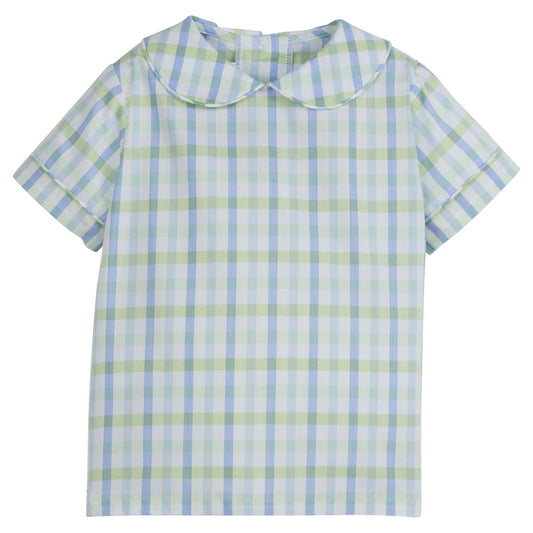 Little English Short Sleeve Peter Pan Shirt- Wingate Plaid
