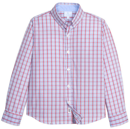 Little English Button Down Shirt - Patriotic Plaid