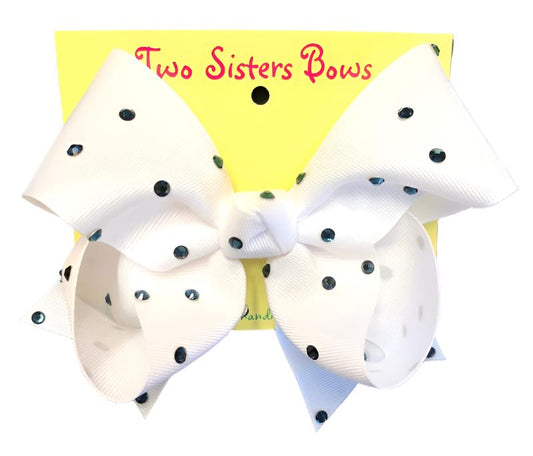 Two Sisters Bows Navy Crystal Large Bow